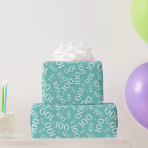 100. Aquamarin/weiß Zufallszahlenmuster Mittel Geschenkpapier