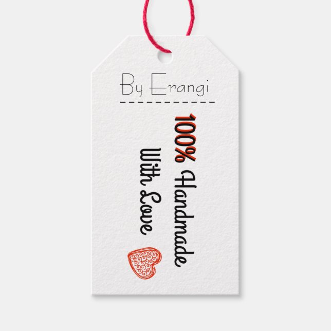 100% artisanal avec amour - étiquette cadeau de st (Devant)