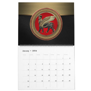 [100] Assyrian Winged Bull: Gold und Black Lamassu Kalender