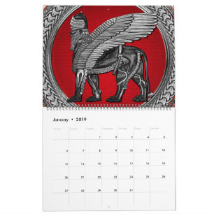 [100] Assyrian Winged Lion: Gold & Black Lamassu Kalender