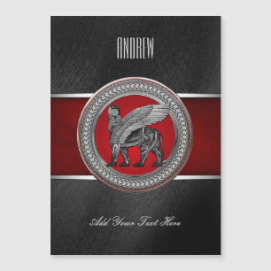[100] Assyrian Winged Lion: Gold & Black Lamassu Magnetkarte