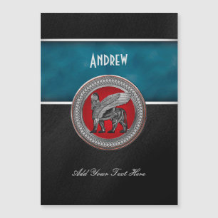 [100] Assyrian Winged Lion: Gold & Black Lamassu Magnetkarte
