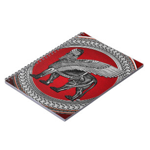 [100] Assyrian Winged Lion: Gold & Black Lamassu Notizblock