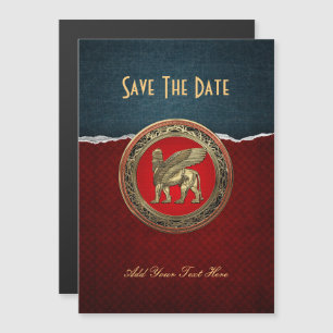 [100] Assyrian Winged Lion - Gold Lamassu Magneteinladung