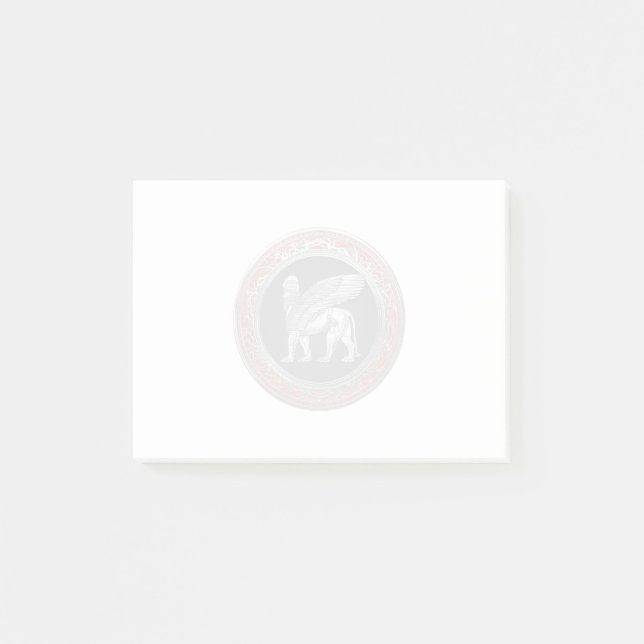 [100] Assyrian Winged Lion - Silver Lamassu Post-it Klebezettel (Vorderseite)