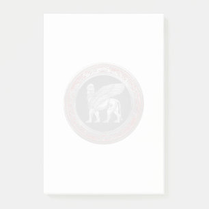 [100] Assyrian Winged Lion - Silver Lamassu Post-it Klebezettel
