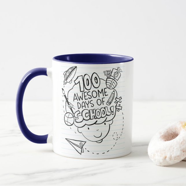 100 Awesome Days Of School Tasse (Mit Donut)