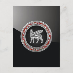 [100] Babylonischer Flügelbull [Silber] [3D] Postkarte