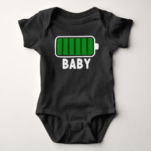 100% Batterie Voll Geladen Familie Schwarz Baby Strampler