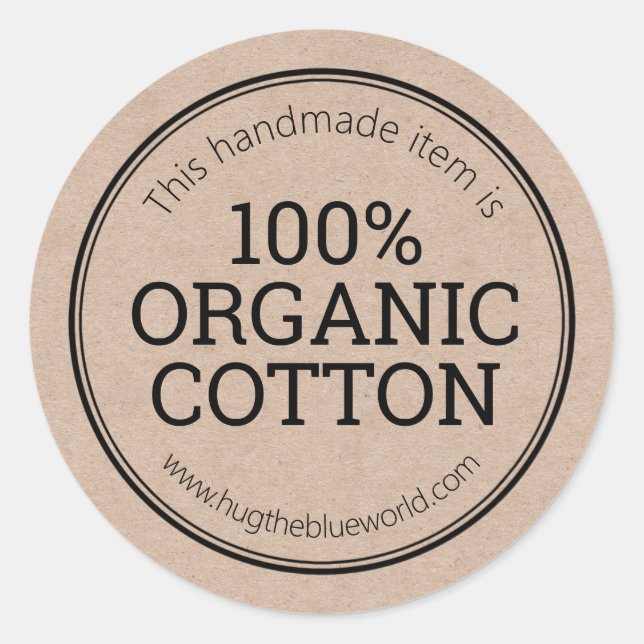 100 % Bio Baumwolle Ökologisch Runder Aufkleber (Vorderseite)