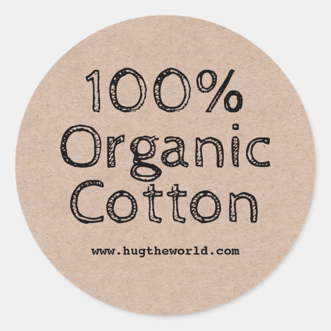 100 % Bio Baumwolle Runder Aufkleber (Vorderseite)