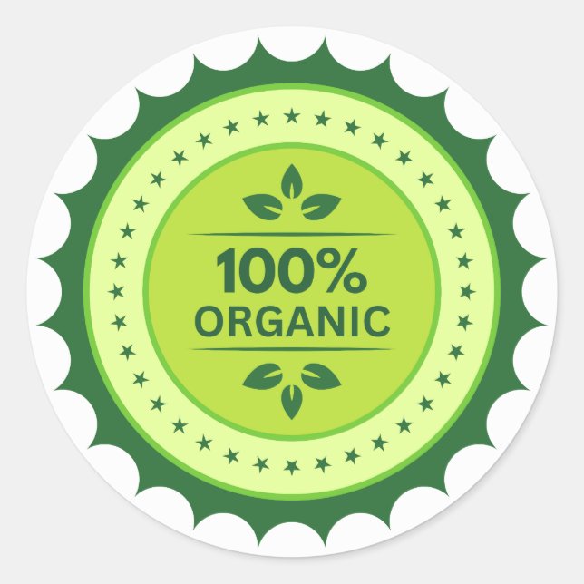 100 % Bio Set von Aufklebern Runder Aufkleber (Vorderseite)
