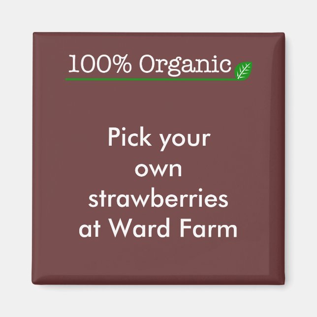 100 % Bio - weißer Text Magnet (Vorne)