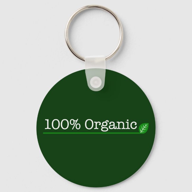 100 % Bio - weißer Text Schlüsselanhänger (Vorderseite)