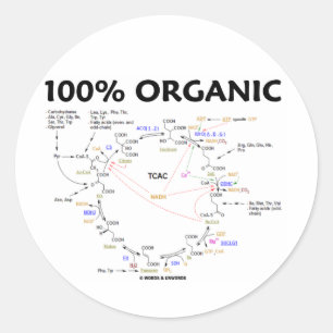 100% Bio (Zitronensäuren-Zyklus - Krebs Zyklus) Runder Aufkleber