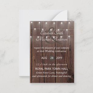 100 Budget RUSTIC Wood Wedding lädt ein Hinweiskarte