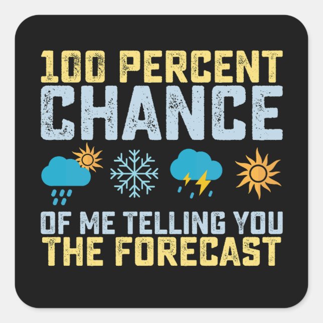100% Chance, dass ich Ihnen das prognostizierte Me Quadratischer Aufkleber (Vorderseite)