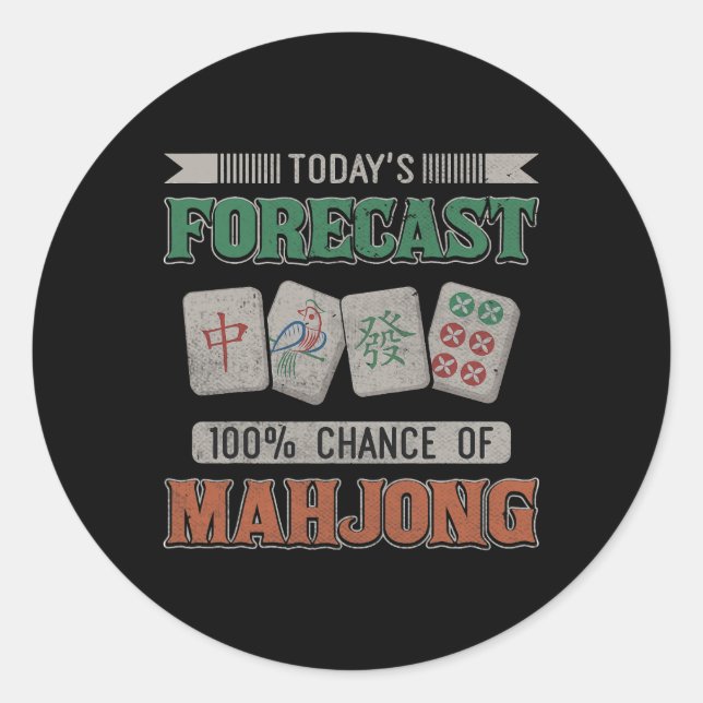 100 Chance Mahjong Party Mahjon Runder Aufkleber (Vorderseite)