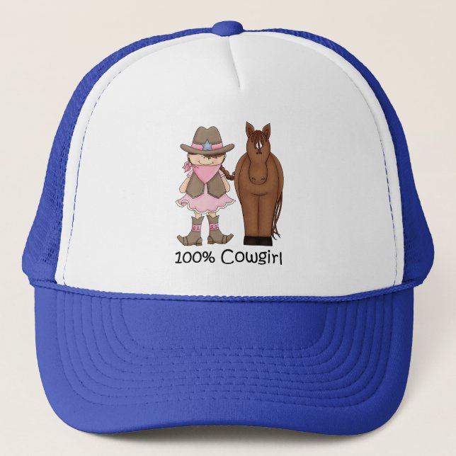 100% Cowgirl und Pferdehut Truckerkappe (Vorderseite)