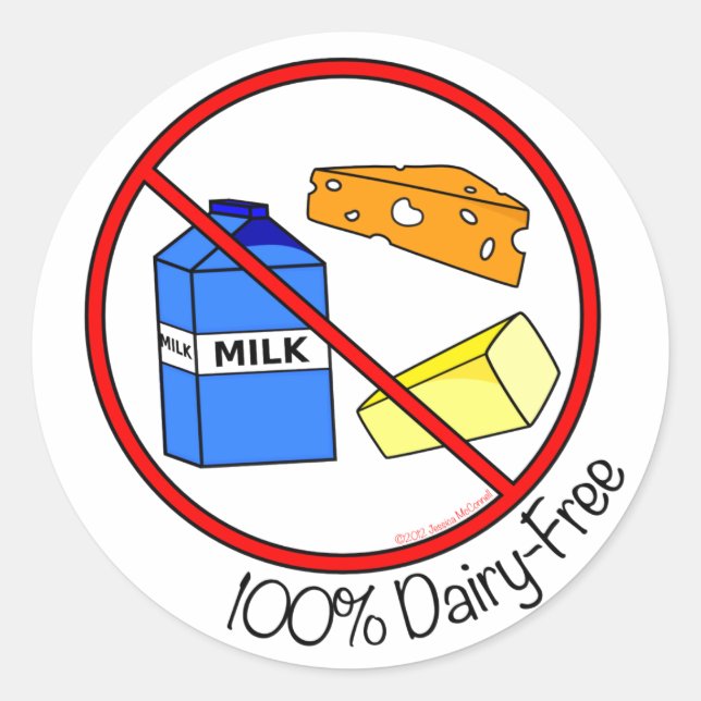 "100% Dairy Free" Aufkleber (klein) (Vorderseite)