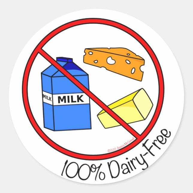 "100% Dairy Free" Stickers (groß) (Vorderseite)