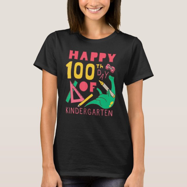 100 days 100th Day Of School Kindergarten T-Shirt (Vorderseite)
