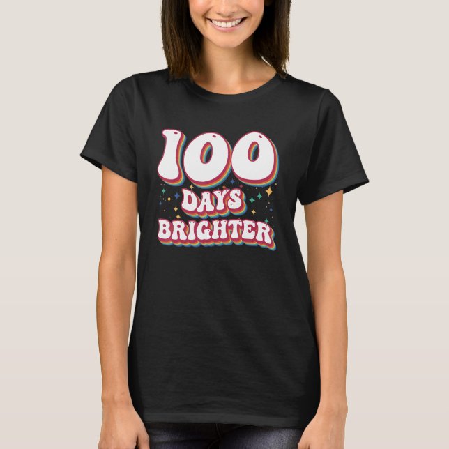 100 Days Brighter  for Teachers Kids Boys Retro Vi T-Shirt (Vorderseite)