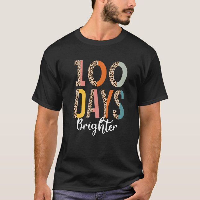100 Days Brighter   for Teachers Kids Leopard T-Shirt (Vorderseite)