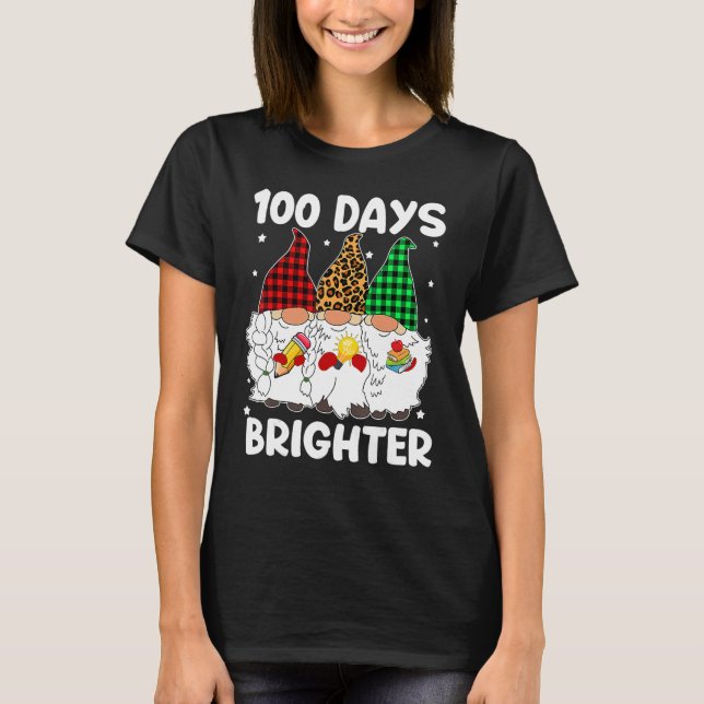 100 Days Brighter Gnomes Student Teacher 100th Day T-Shirt (Vorderseite)