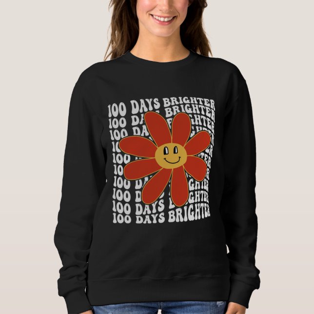 100 Days Brighter   Groovy Flower Smile Happy Kids Sweatshirt (Vorderseite)