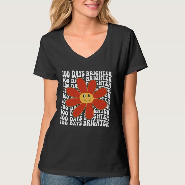 100 Days Brighter   Groovy Flower Smile Happy Kids T-Shirt (Vorderseite)
