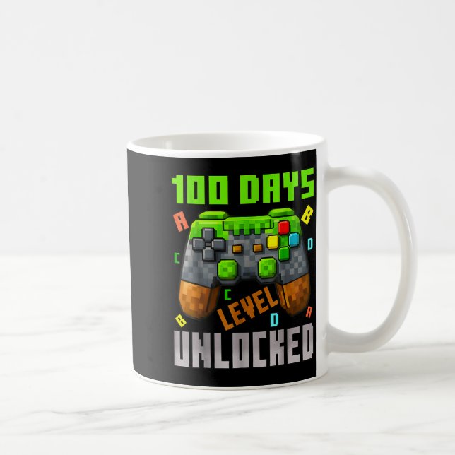 100 Days Level Unlocked Gaming 100 Days Of School  Kaffeetasse (Rechts)