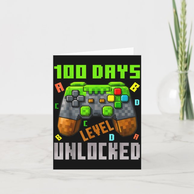 100 Days Level Unlocked Gaming 100 Days Of School  Karte (Vorderseite)