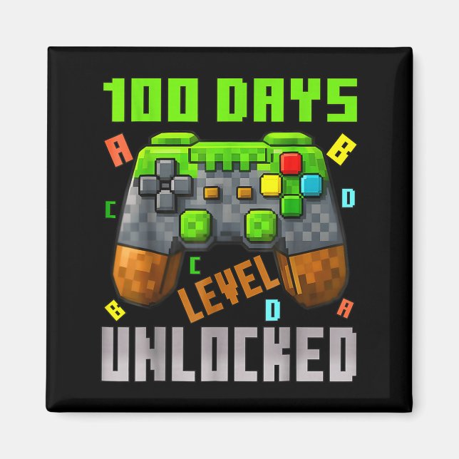 100 Days Level Unlocked Gaming 100 Days Of School  Magnet (Vorne)