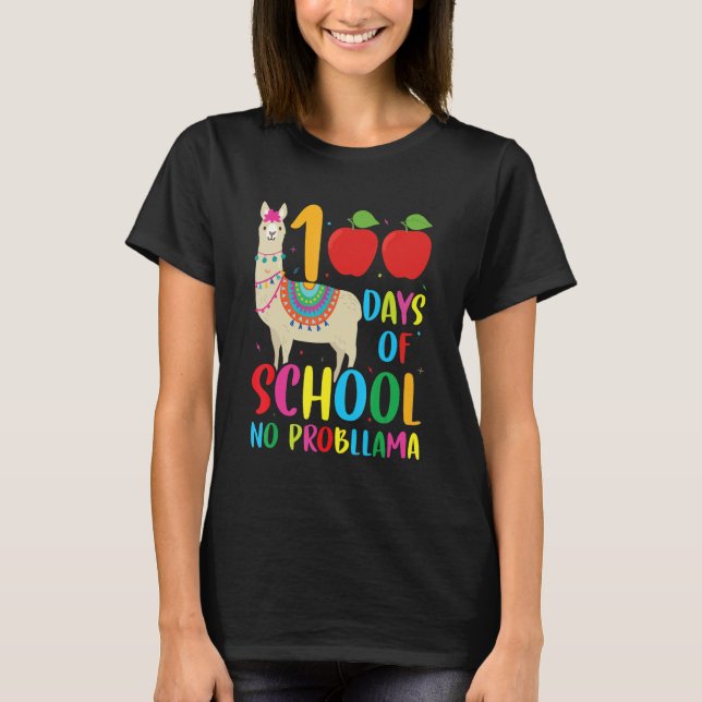 100 Days Llama Alpaca Pun Meme Sarcastic 100th Day T-Shirt (Vorderseite)