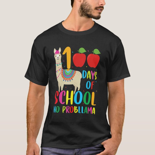 100 Days Llama Alpaca Pun Meme Sarcastic 100th Day T-Shirt (Vorderseite)