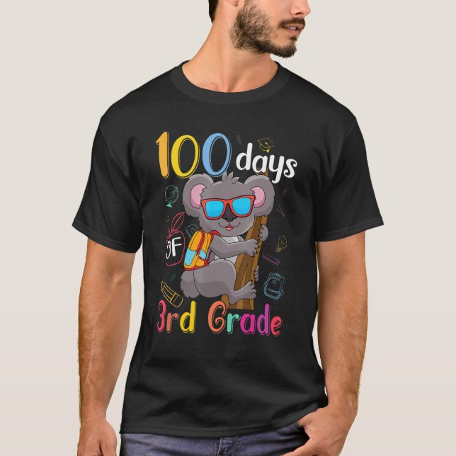 100 Days Of 3rd Grade Koala 100th Day School Third T-Shirt (Vorderseite)