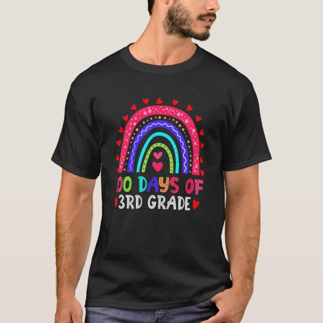 100 Days Of 3rd Grade Leopard Rainbow 100th Day Of T-Shirt (Vorderseite)