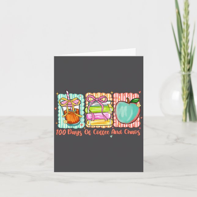 100 Days Of Coffee And Chaos Retro Coquette Teache Karte (Vorderseite)