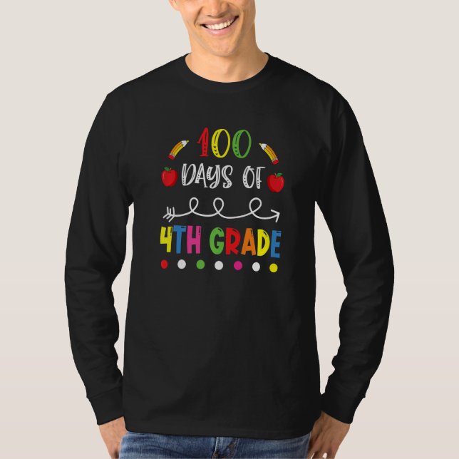 100 Days of Fourth Grade Teacher 100th Day of Scho T-Shirt (Vorderseite)