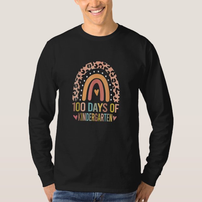 100 Days Of Kindergarten Back To School Teacher Ra T-Shirt (Vorderseite)
