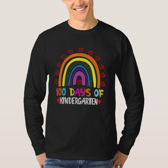 100 Days Of Kindergarten Leopard Rainbow 100th Day T-Shirt (Vorderseite)