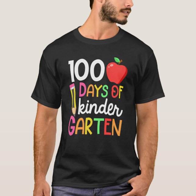 100 Days Of Kindergarten Teacher Student 100th Day T-Shirt (Vorderseite)