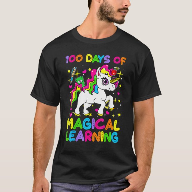 100 Days Of Magical Learning 100th Day Of School U T-Shirt (Vorderseite)
