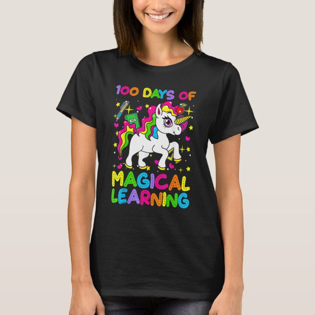 100 Days Of Magical Learning 100th Day Of School U T-Shirt (Vorderseite)