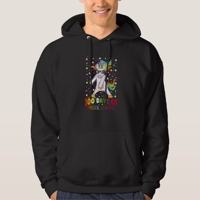 100 Days of Magical Learning Flossing Unicorn Teac Hoodie (Vorderseite)