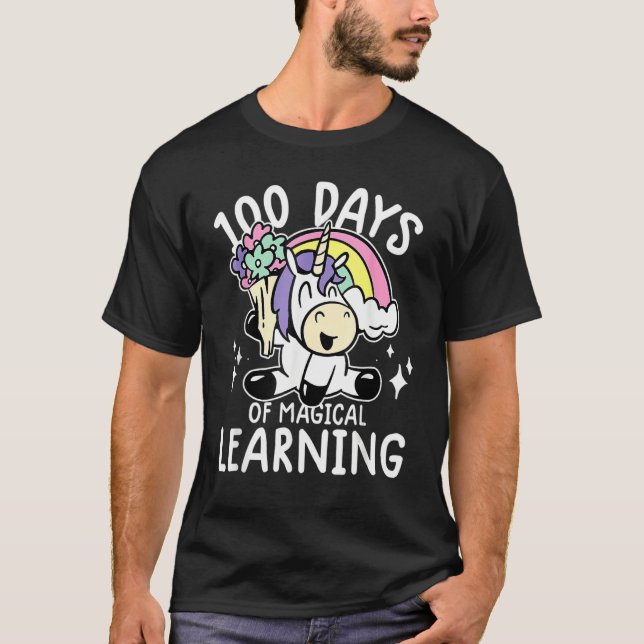 100 Days Of Magical Learning Rainbow Unicorn 100 D T-Shirt (Vorderseite)
