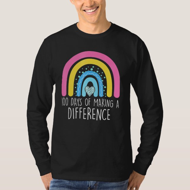 100 Days of Making A Difference 100th Day of Schoo T-Shirt (Vorderseite)