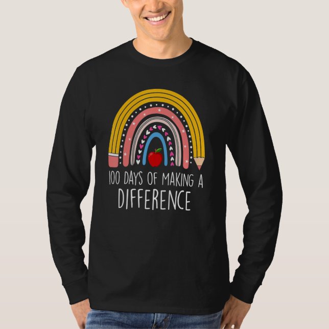 100 Days of Making a Difference Rainbow 100th Day  T-Shirt (Vorderseite)