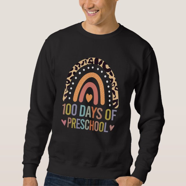100 Days Of Preschool Leopard Rainbow 100th Day Of Sweatshirt (Vorderseite)